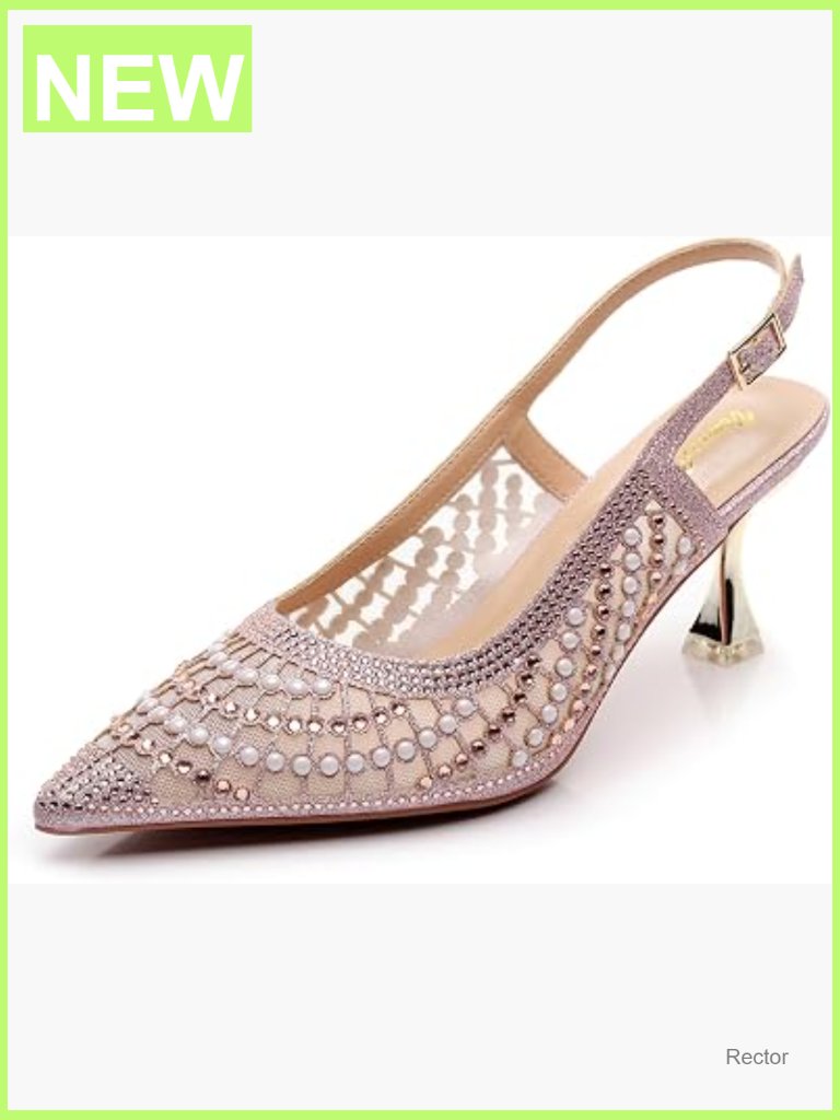 Women's Slingback Pump Shoes With Metal Ornament